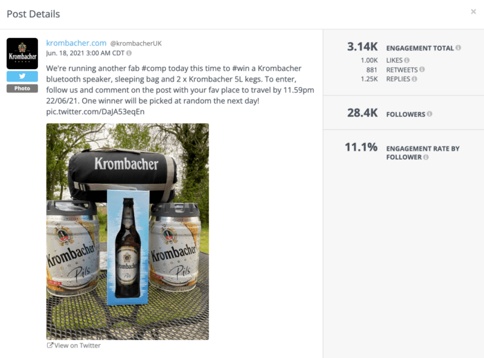 Krombacher Bier Social Media Gewinnspiel auf Twitter