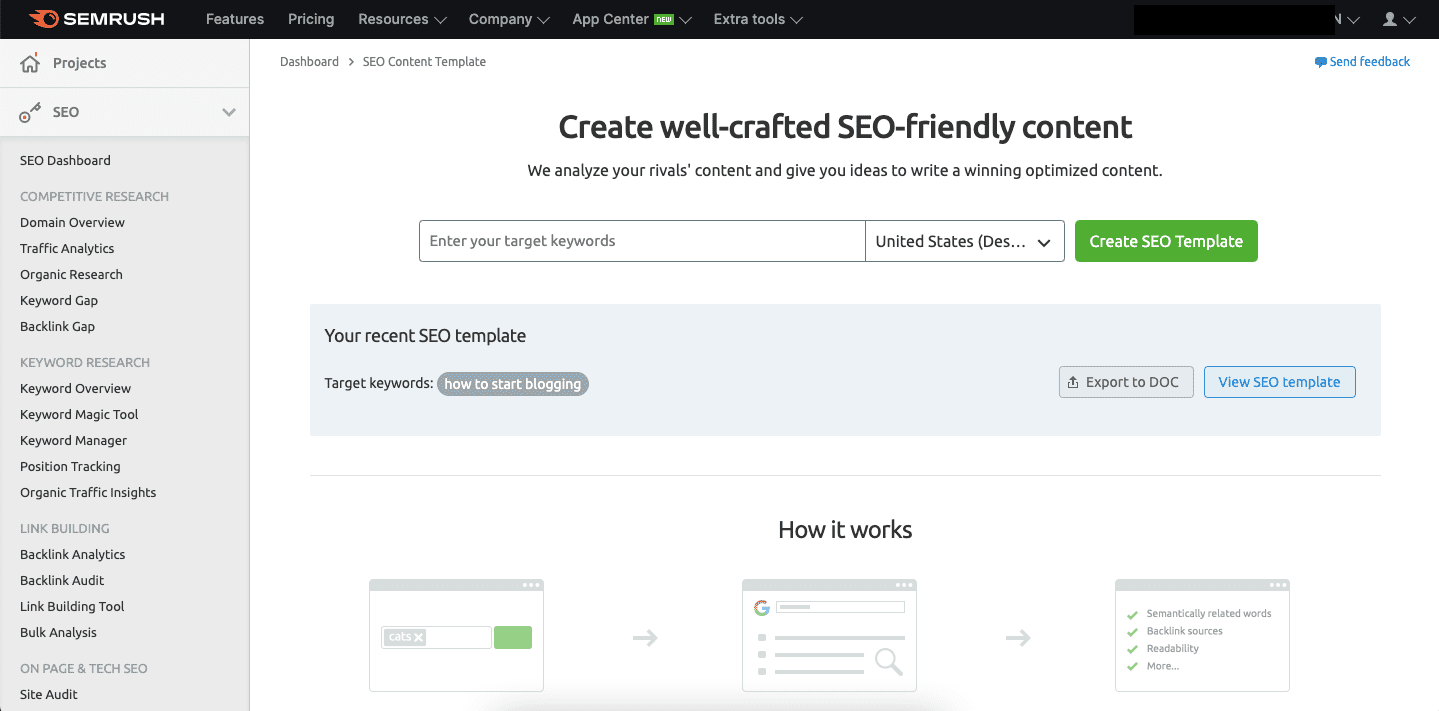 semrush Seo content template