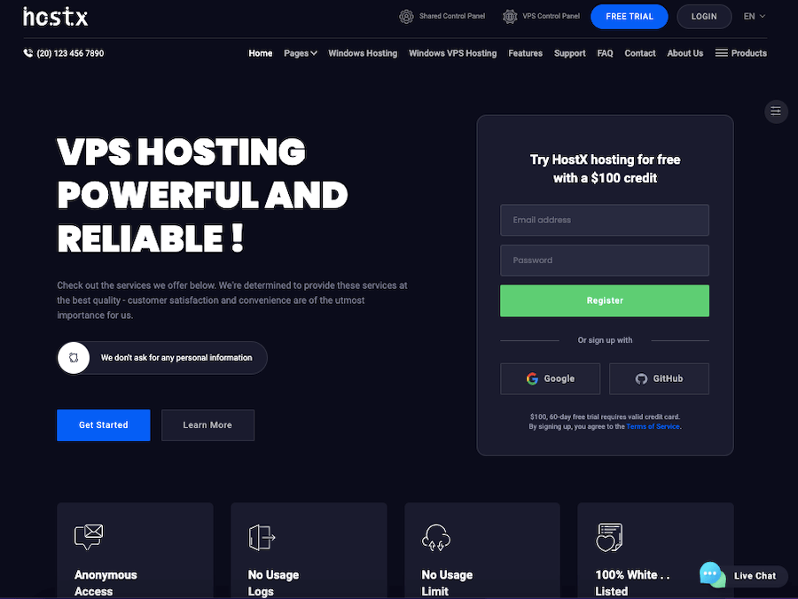 HostX-Hosting-Vorlage