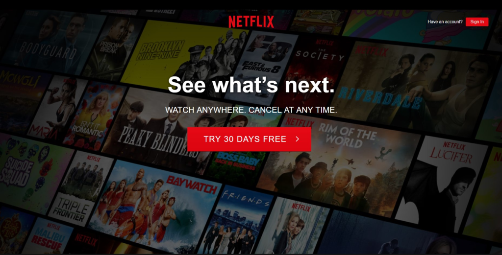 Netflix Ana Sayfası Örneği