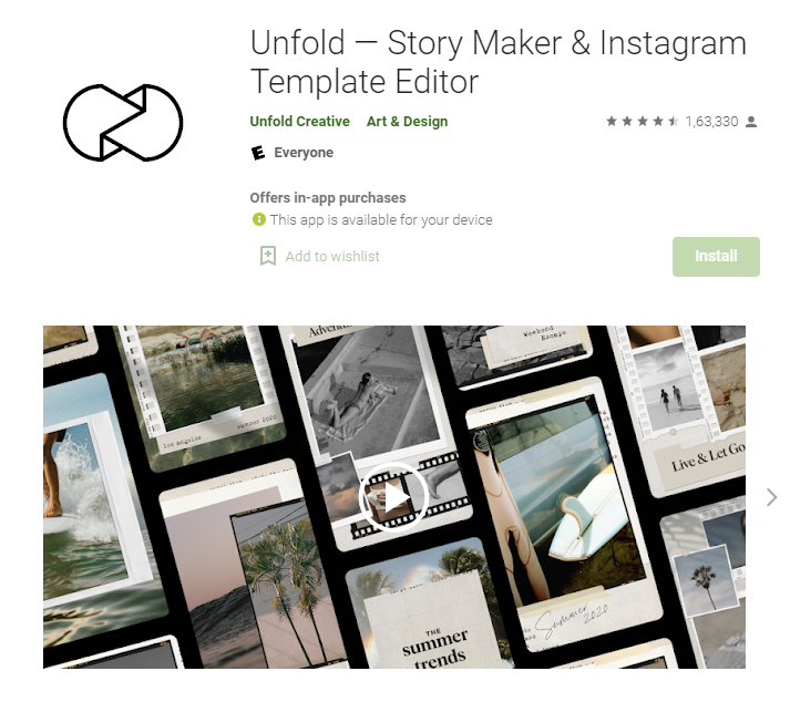 Unfold - instagram hikaye oluşturucu