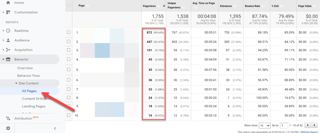 statistiche di Google