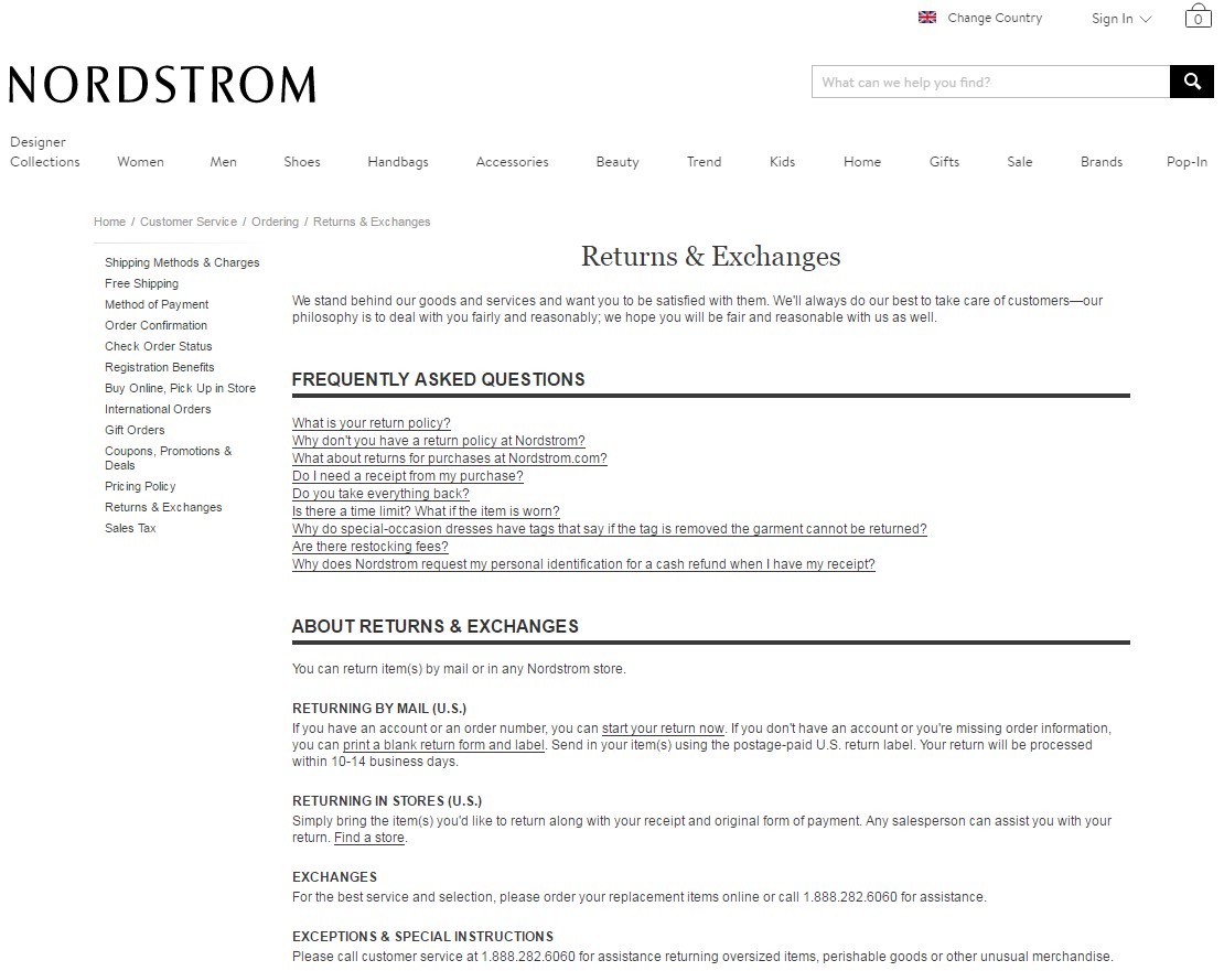 6 Nordstrom Set clear expectations - How to Manage Online Sales Returns and Allowances