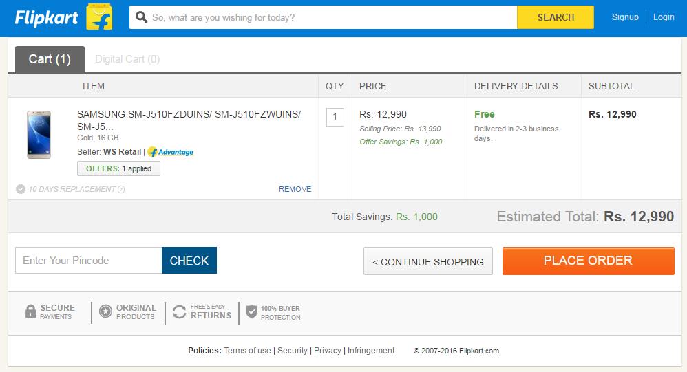 33 Flipkart allows buyers to continue shopping - Cart Abandonment - Definitive Guide