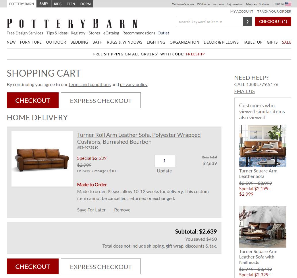 37 PotterxBarn shows the amount of savings - Cart Abandonment - Definitive Guide