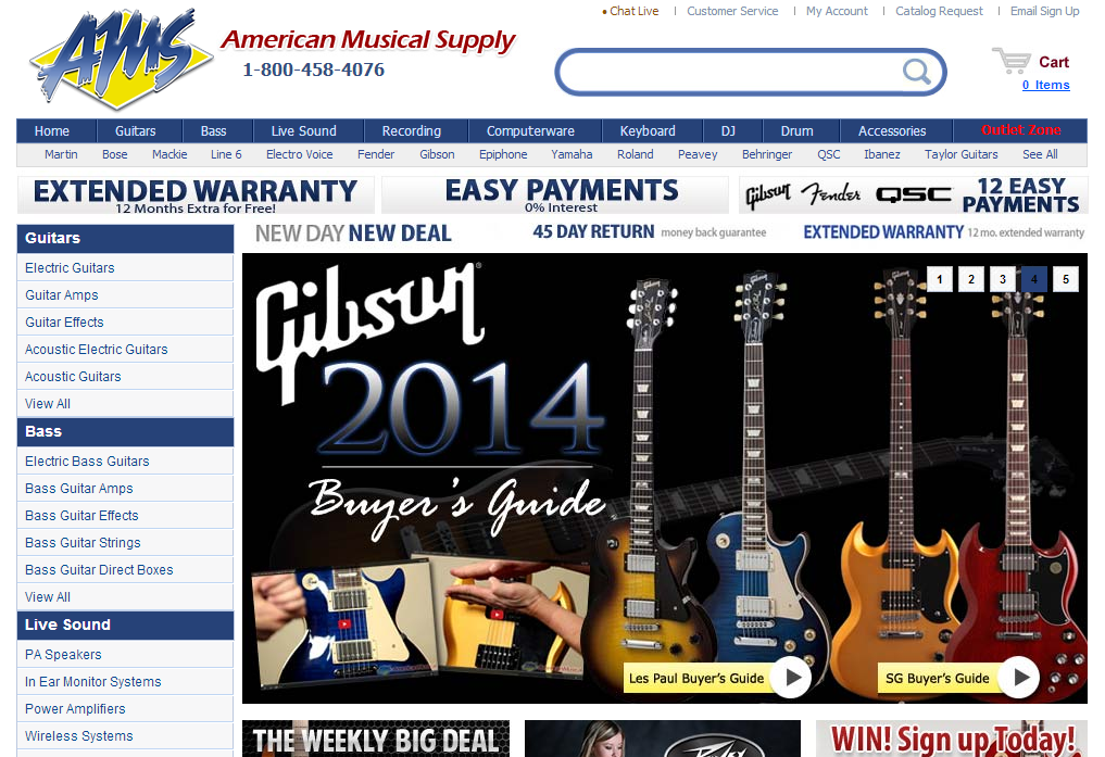 American Musical Supply - 35 Best Responsive Ecommerce sites - Examples