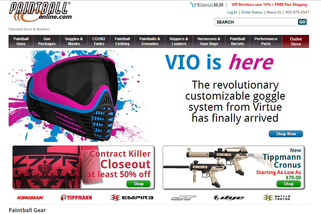 Paintballonline - 35 Best Responsive Ecommerce sites - Examples