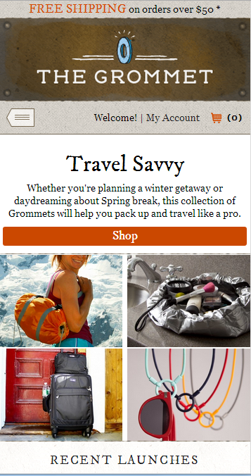 TheGrommetMobil - 35 Best Responsive Ecommerce sites - Examples