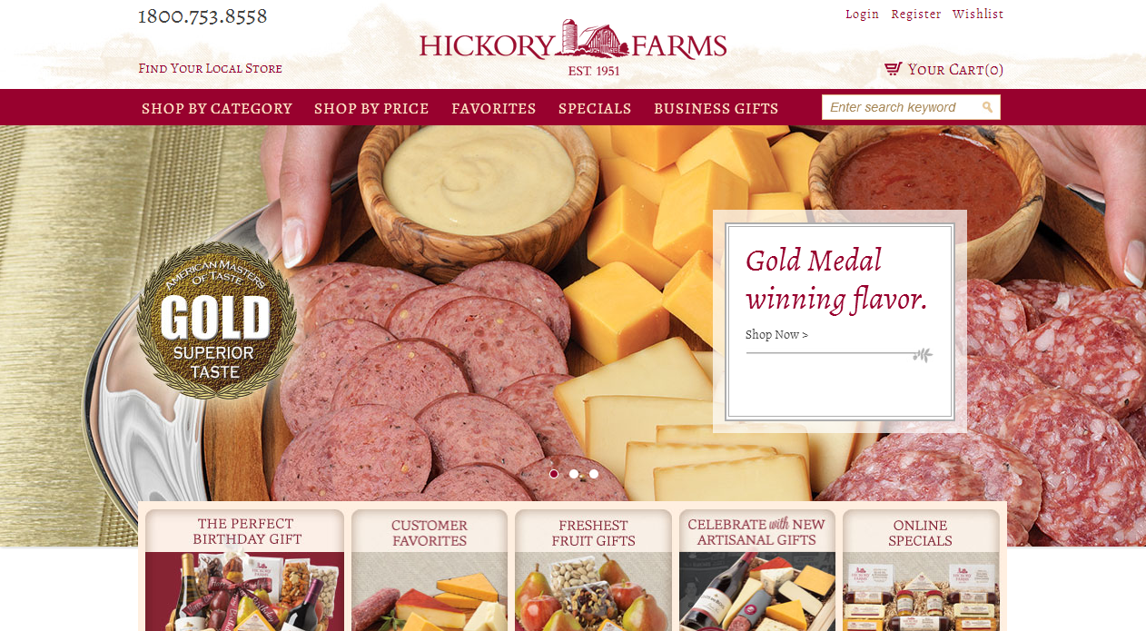 Hickoryfarms - 35 Best Responsive Ecommerce sites - Examples