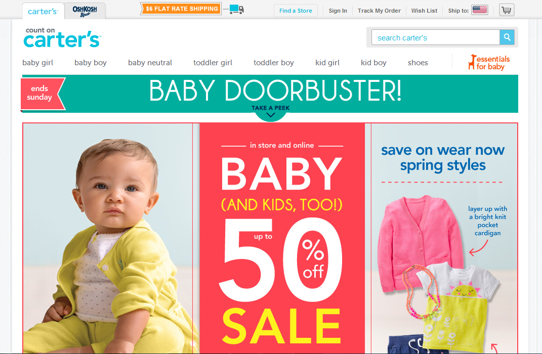 Carters - 35 Best Responsive Ecommerce sites - Examples