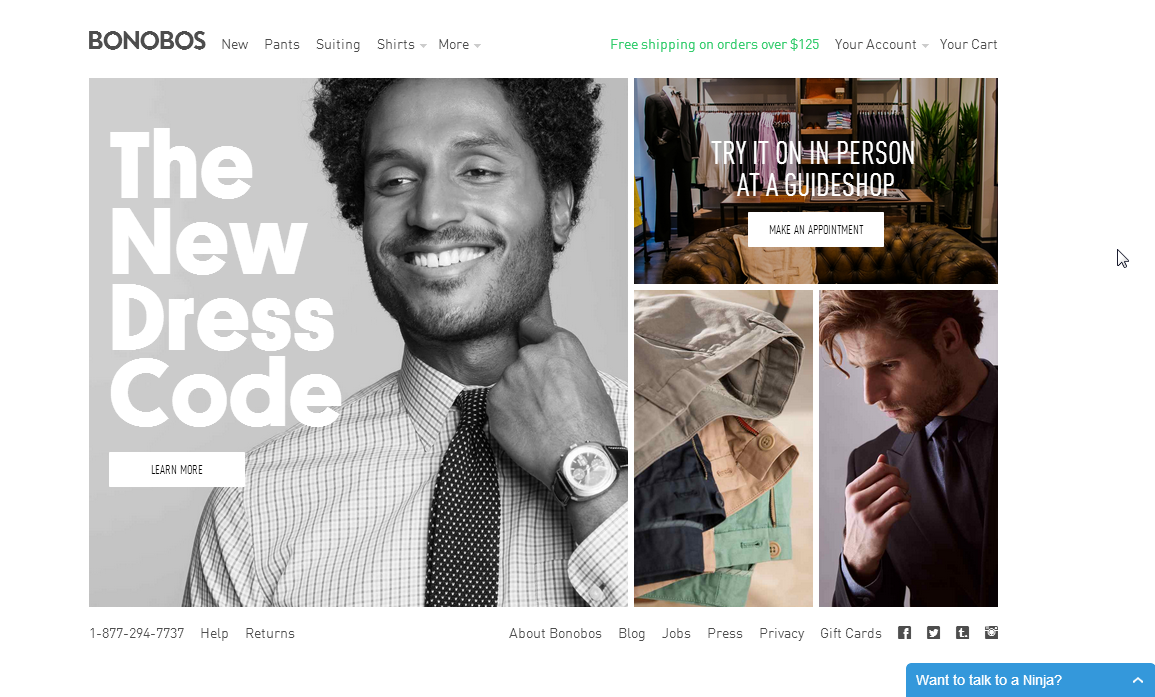 Bonobos - 35 Best Responsive Ecommerce sites - Examples