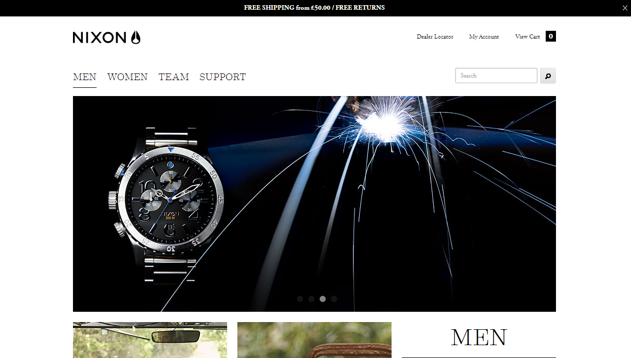 Nixon - 35 Best Responsive Ecommerce sites - Examples