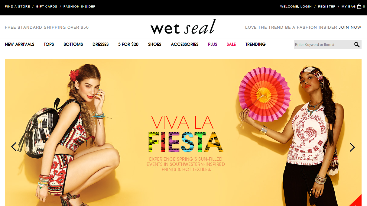 WetSeal - 35 Best Responsive Ecommerce sites - Examples