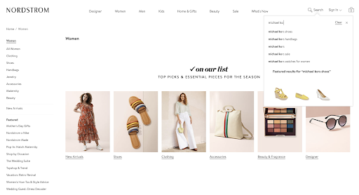 nordstrom example - How to Reduce Your Ecommerce Bounce Rate Today - 17 Tips