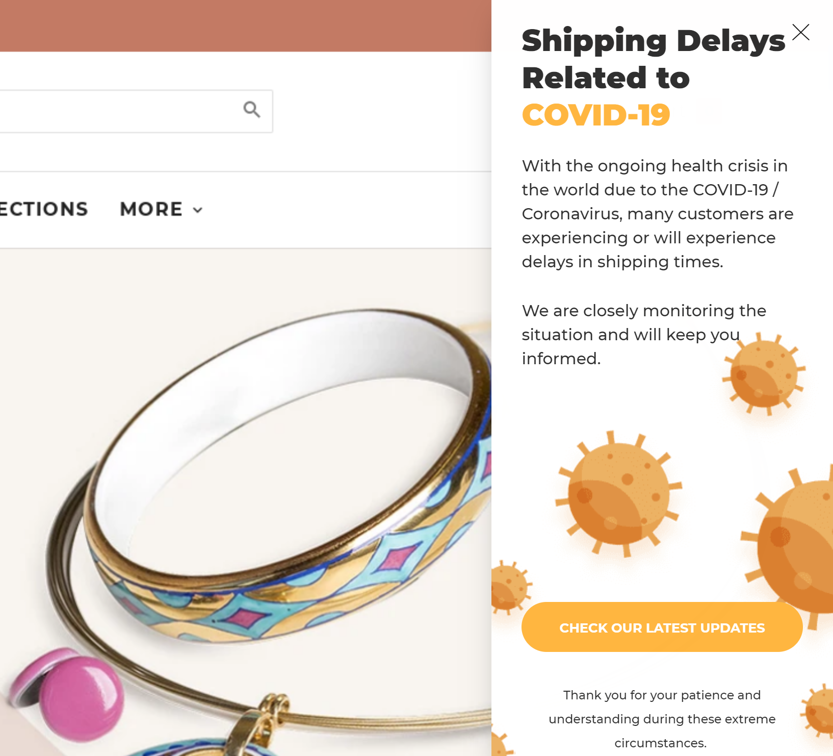 coronavirus sidemessage 2 - The impact of the coronavirus / COVID-19 on eCommerce stores