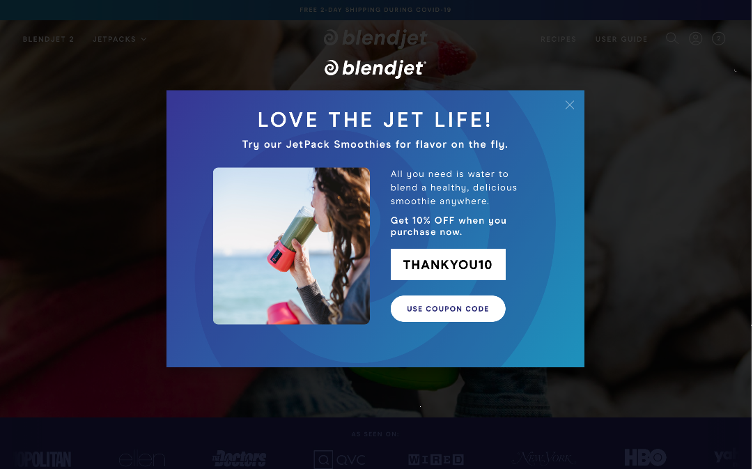 Message Creative BlendJet Upsell JetPack Smoothies - 6 Ways to Boost Ecommerce Upsells without Annoying Customers