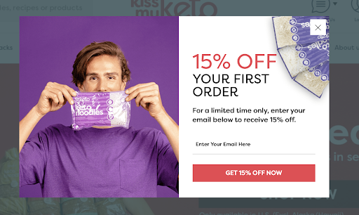 kiss my keto - 9 Examples of Killer Popups that Drive Sales on Shopify