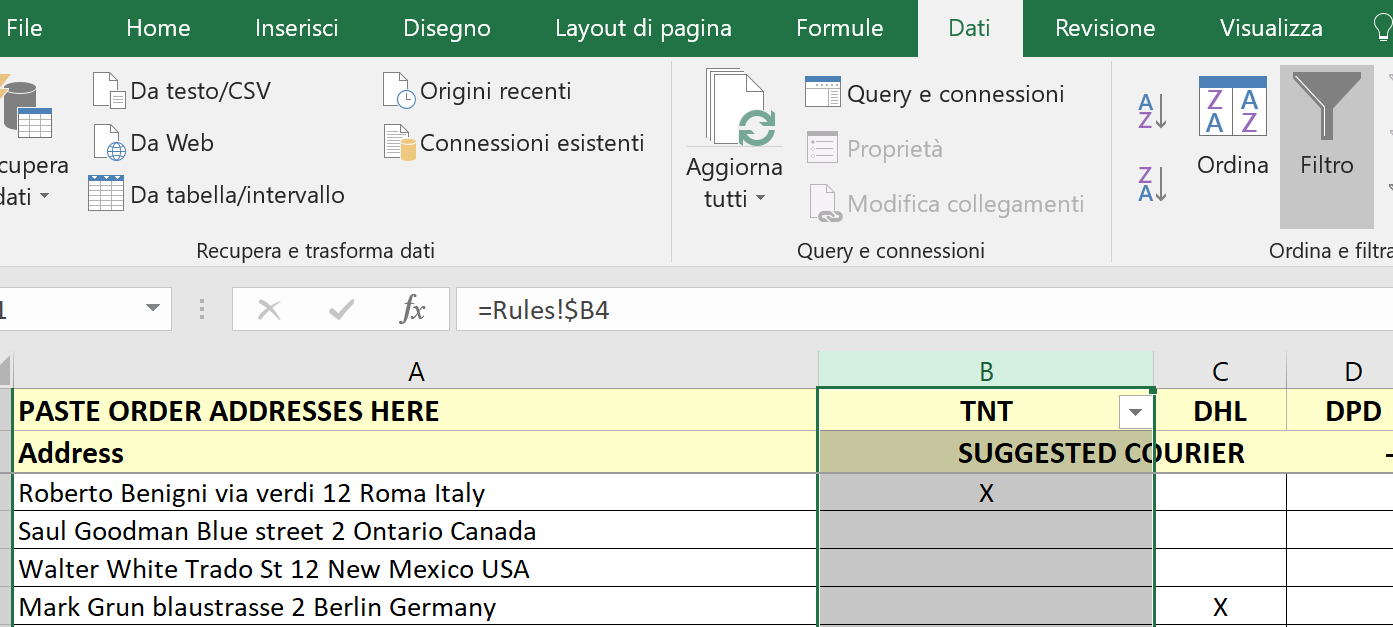 selezionatore di indirizzi