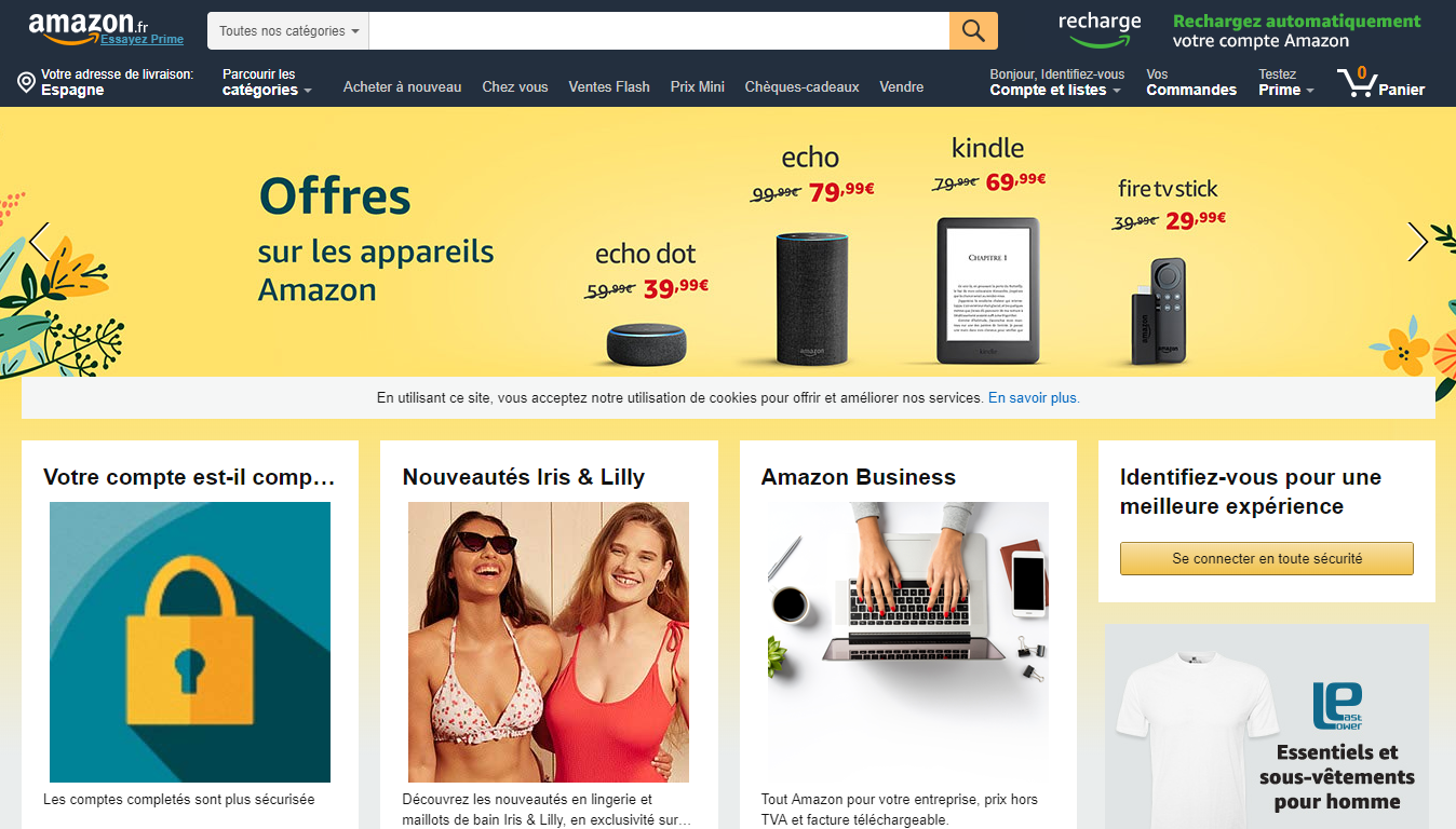 Accueil Amazon, l'une des meilleures places de marché au monde