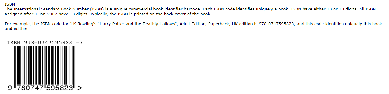 Exemple d'ISBN - Numéro international normalisé du livre