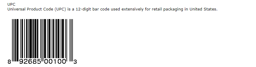 UPC - Exemple de code de produit universel