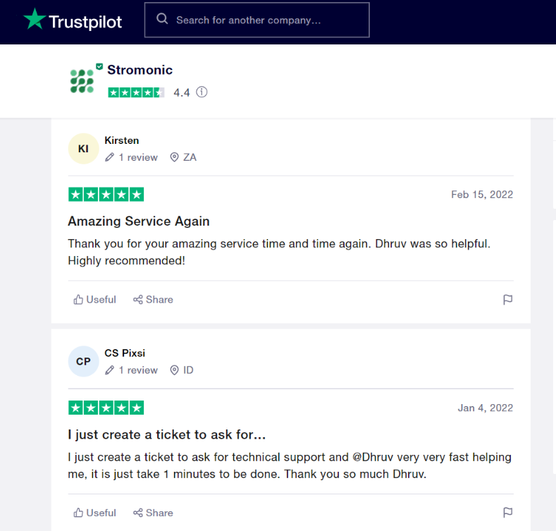 Stromonic Hosting review trustpilot