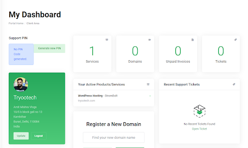 Stromonic hosting dashboard