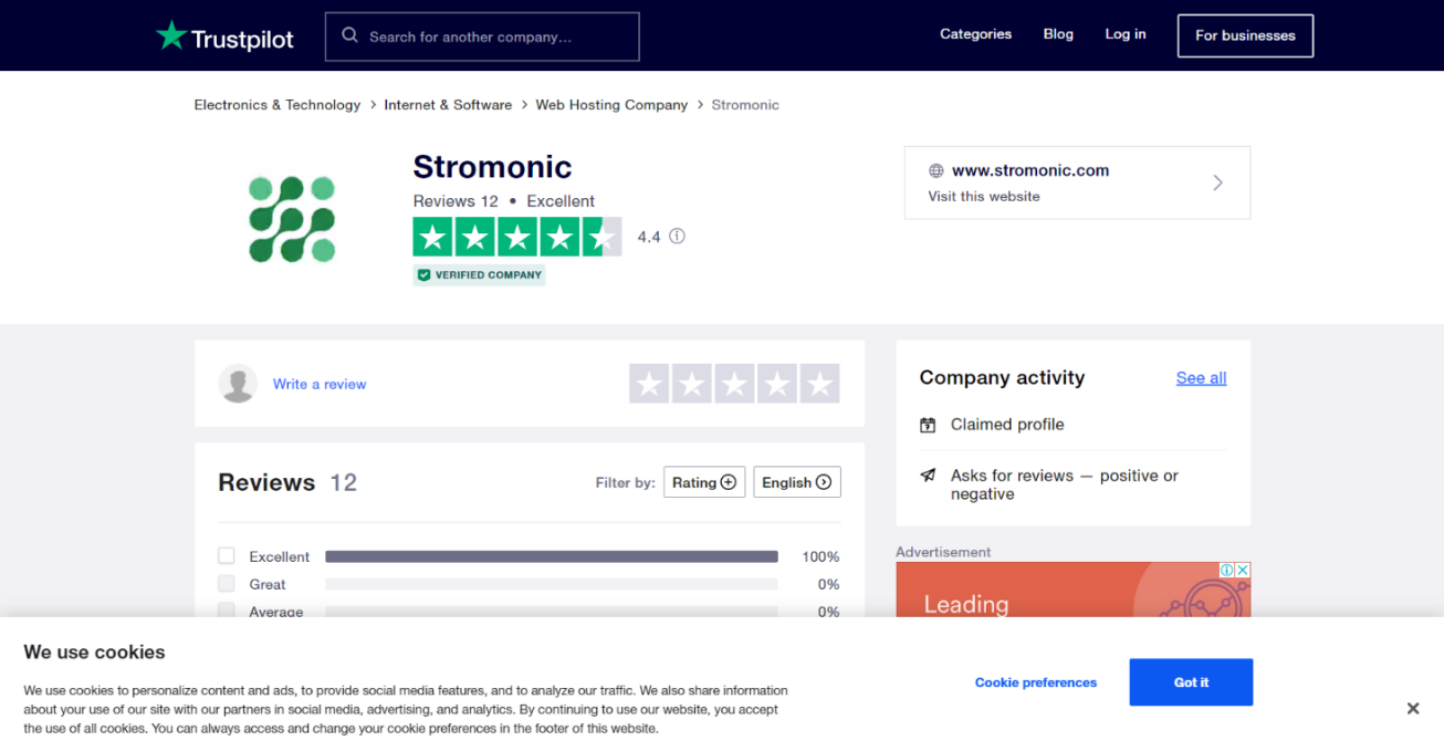 Stromonic Hosting review trustpilot