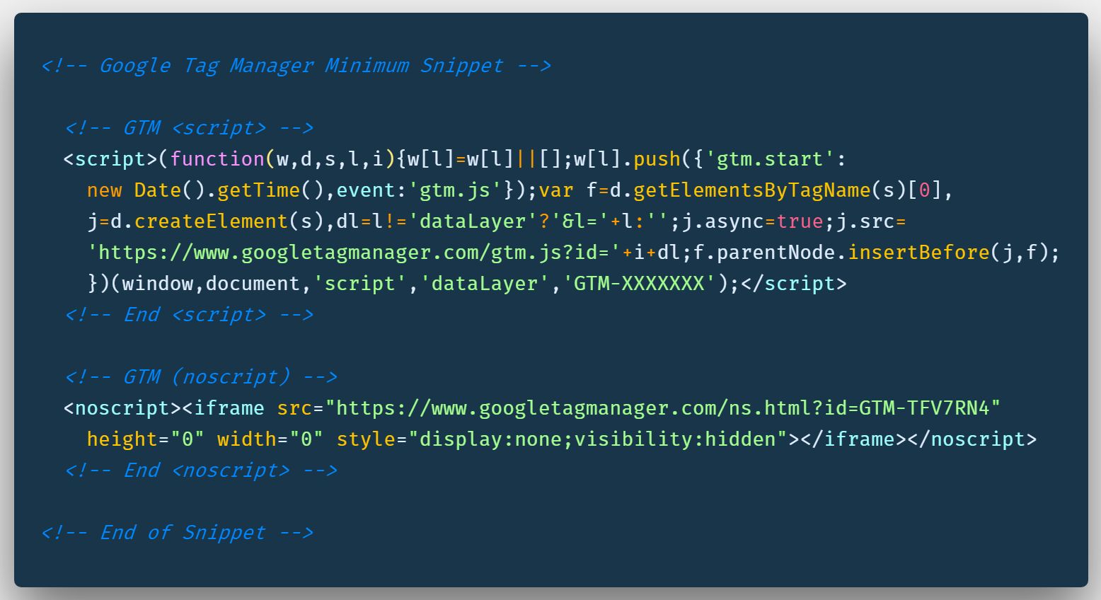 ข้อมูลโค้ด Google Tag Manager