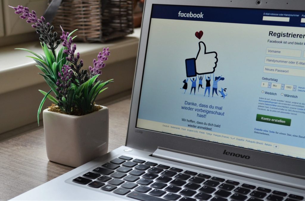 Facebook Login Page on Laptop on a Desk