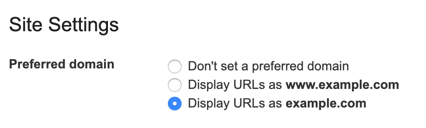 screenshot of perferred site settings