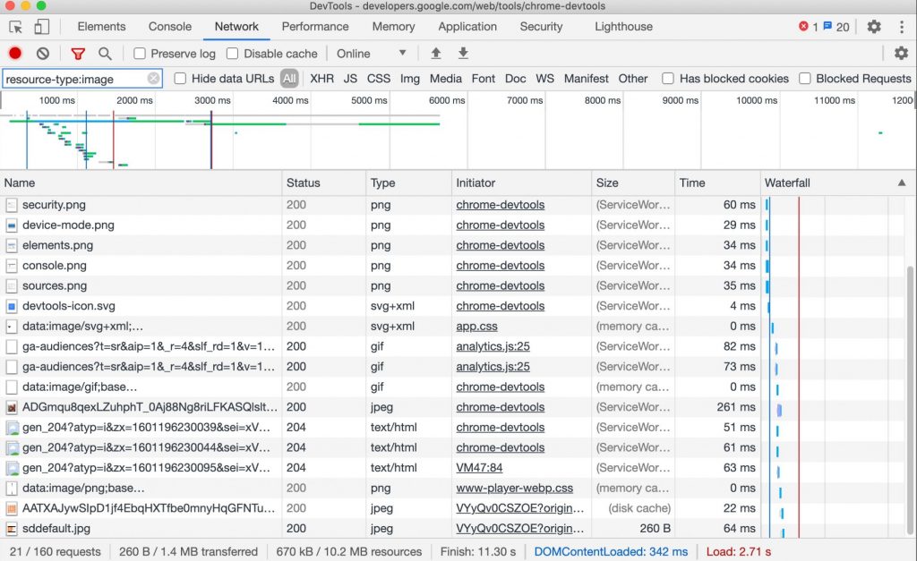 DevTools for Resource-type and URL filters in the Network panel | Inspector Network Page