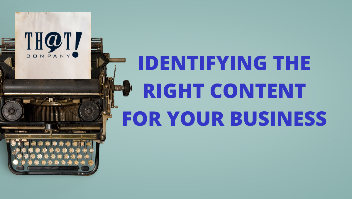 Identifying the Right Content for Your Business | Imageof a Typewriter and Text