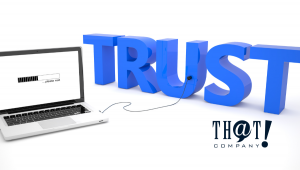 Trustworthiness in Content | Computer Screen Next to "Trust" Text