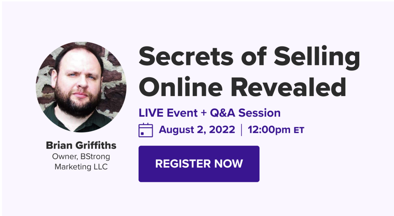 Promo for Brian Griffiths' event on the secrets of selling online