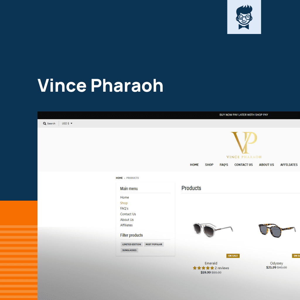 Cumpărături online de ochelari Shopify