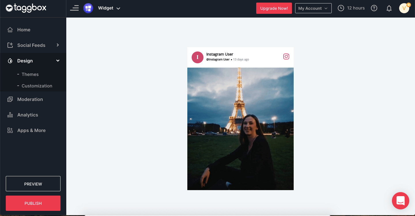 intégration du flux Instagram sur le site Web