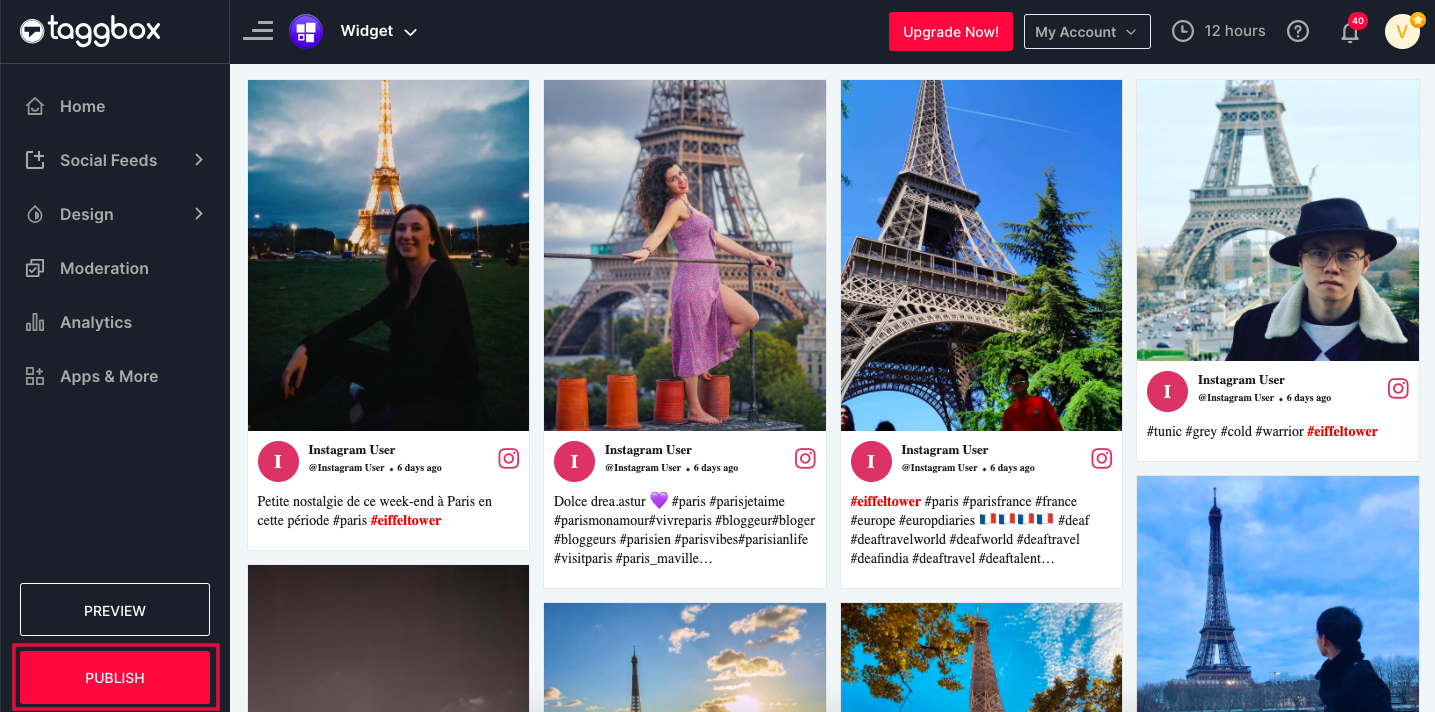 Instagram vers le site Web