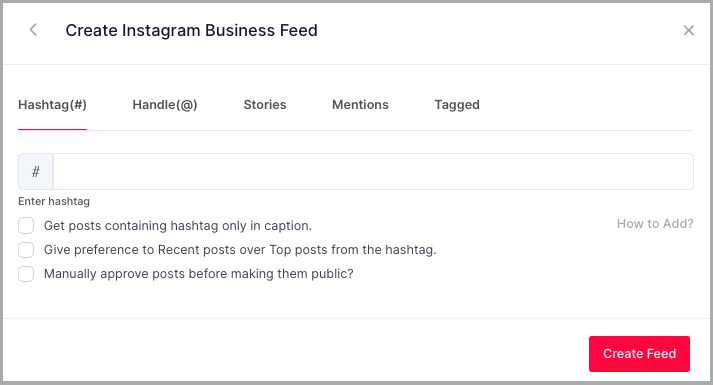 intégrer le flux de hashtag instagram