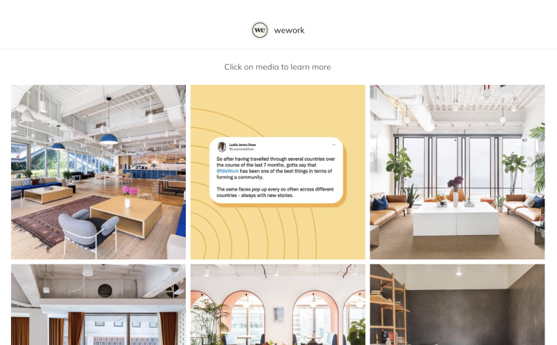 Flux bio Instagram de WeWork