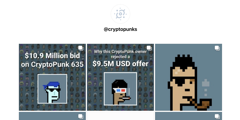 Flux bio Instagram de Cryptopunks