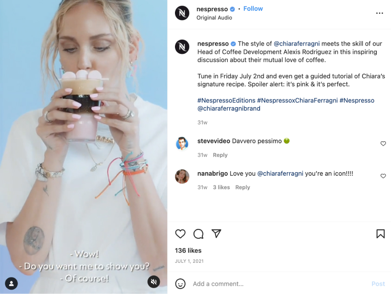 Nespresso'dan Instagram makaraları örneği