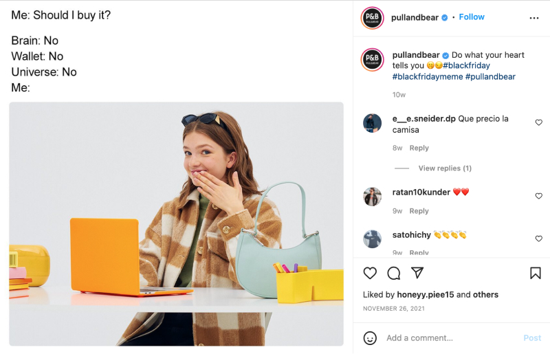 publication instagram créative par pull and bear