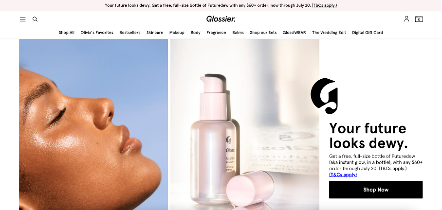 glossier homepage - Glossier Marketing Breakdown: How This Beauty Brand Became a $1.2 Billion Company