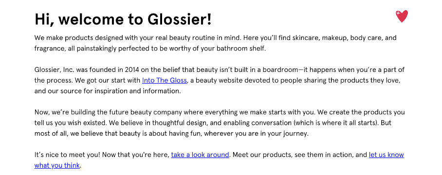 glossier about us page - Glossier Marketing Breakdown: How This Beauty Brand Became a $1.2 Billion Company