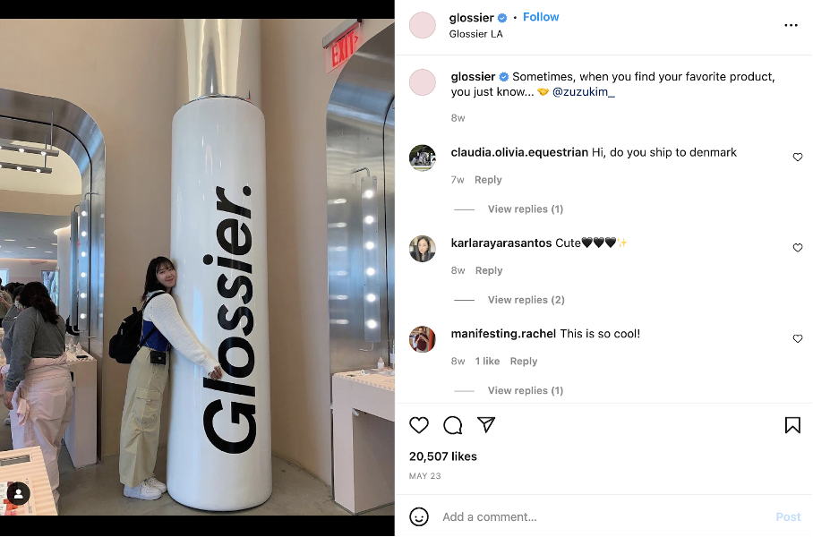 glossier instagram post 02 - Glossier Marketing Breakdown: How This Beauty Brand Became a $1.2 Billion Company