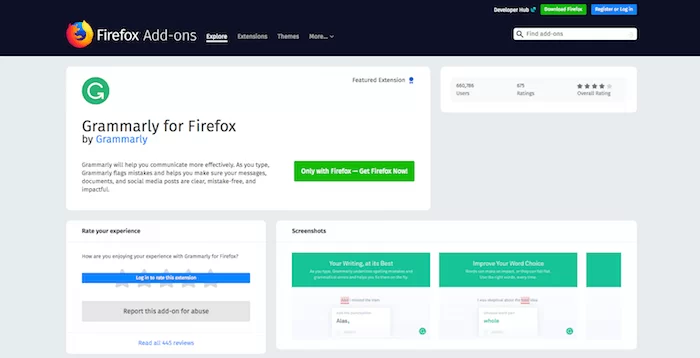 Grammarly لمتصفح Firefox