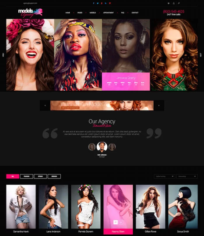 Thème WordPress pour agence de mannequins