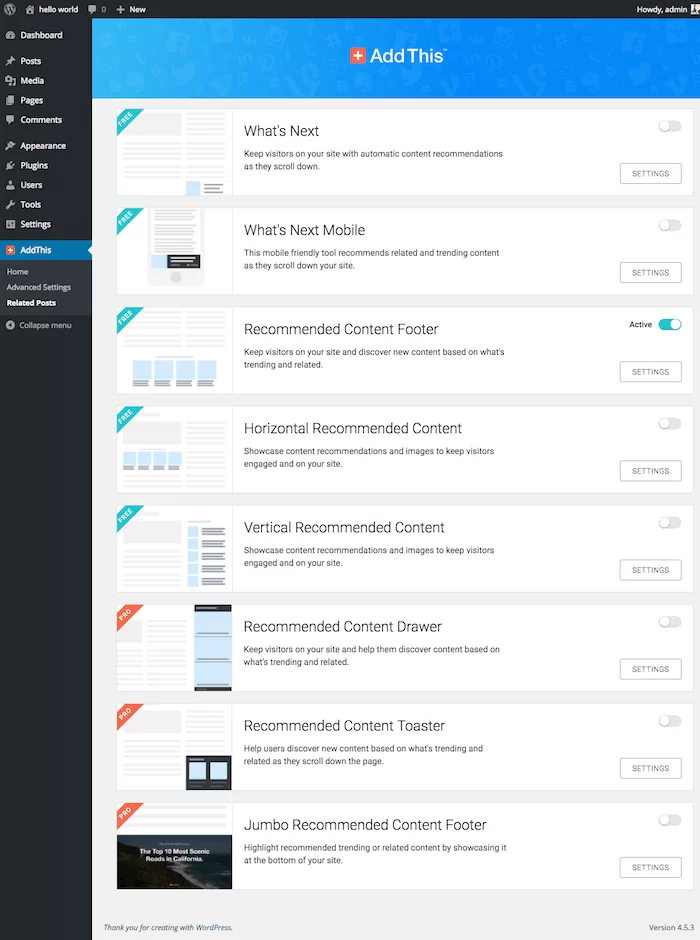 Widget de postare asociat AddThis