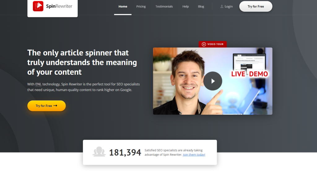 Site Web de Spin Rewriter